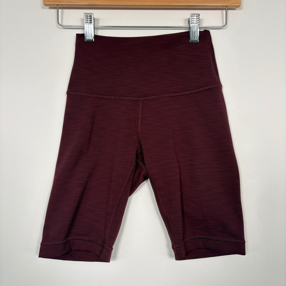Lululemon Womens Align High-Rise Short 8 Sz 2 Burgundy Heathered Red Biker Yoga